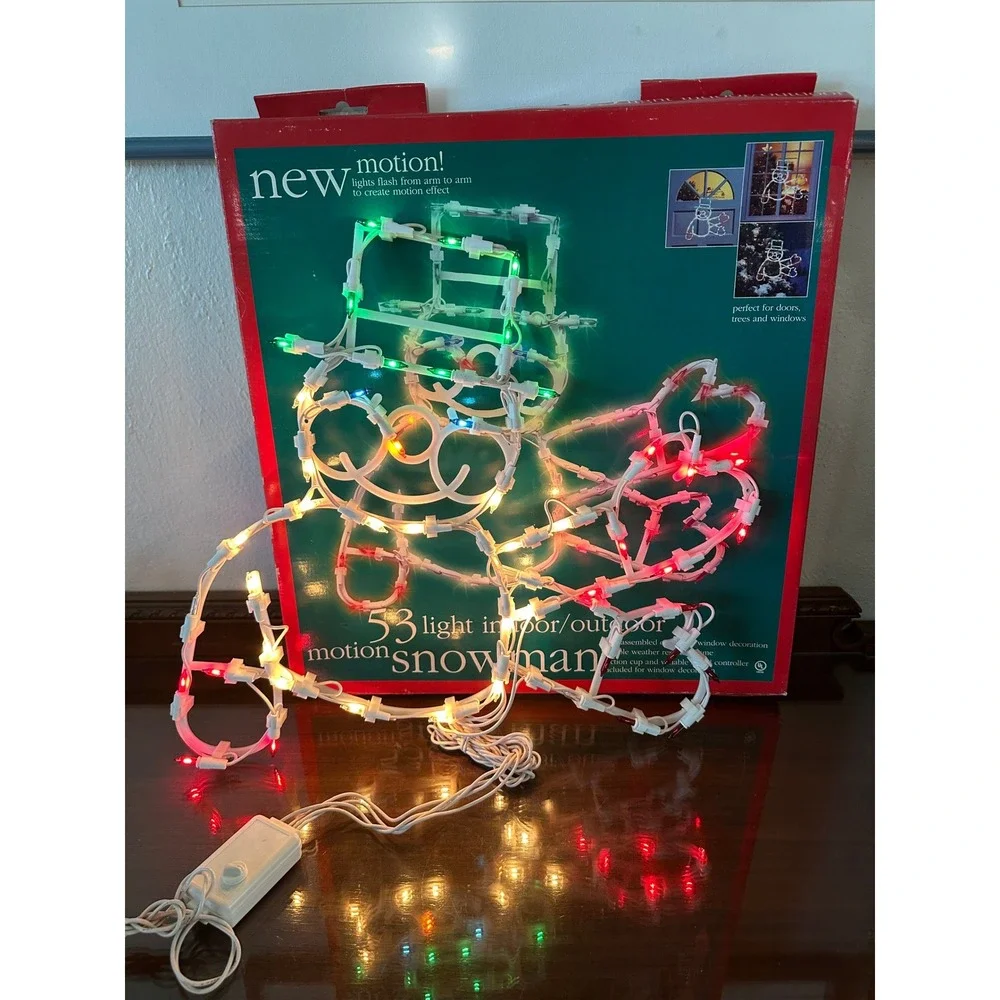 Vtg Motion Snowman Christmas Window Light‎ 53 Multi Color Lights Indoor Outdoor